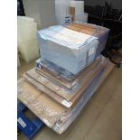 Pallet containing notice boards and floor mats