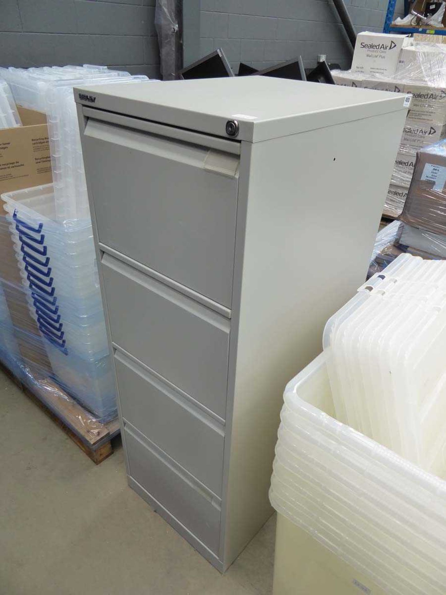 4-drawer metal grey Bisley filing cabinet