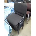 6 black cloth stacking chairs