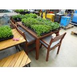 +VAT Rectangular wooden garden table with six matching chairs