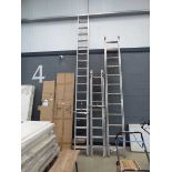 Double section large long aluminium ladder with ladder tie down bars