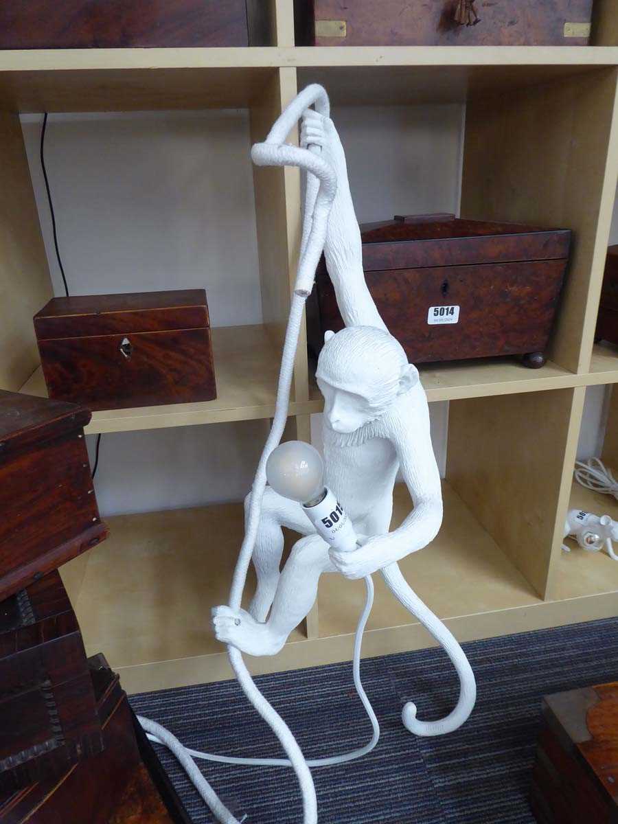 Seletti climbing monkey lamp in white No plug, presumably for hardwiring