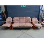 Ercol three seater sofa plus a pair of matching armchairs