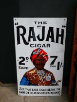 Painted metal Rajah cigar advertising sign