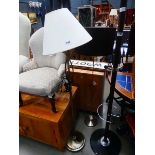 2 x brushed metal floor lamps with shades