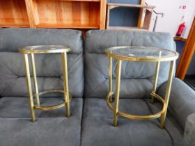 2 x metal and glazed side tables