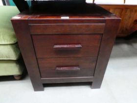 Dark wood lamp table with two drawers under