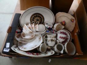 Box containing Royal Doulton Larchmont patterned and other crockery