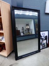 +VAT (2) Rectangular bevelled mirror in black painted frame