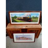 Two steam train and coastal prints