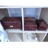 Four 19th century tea caddies in walnut, mahogany, yew and rosewood For restoration