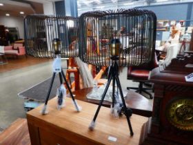 Pair of metal tripod table lamps