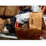 2 x boxes containing vintage ladies handbags