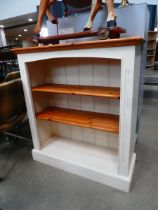 (2) Painted pine open bookcase