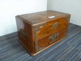 Victorian oak and brass bound concertina-action box