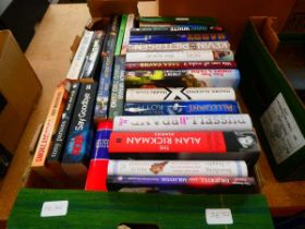 Box containing novels and biographies