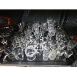 Cage containing a quantity of sherry and wine glasses plus tumblers
