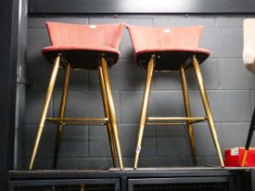 2 x fabric upholstered bar stools