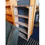 Narrow pine open bookcase