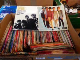 Box containing 7" vinyl records