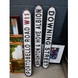 3 x painted wooden road signs