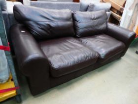 Brown leather effect two seater sofa