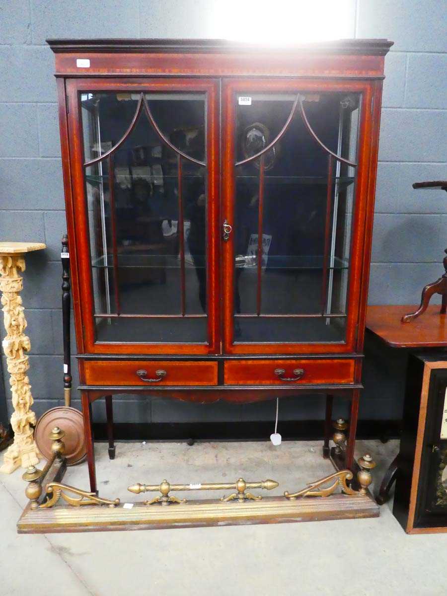 Edwardian double door china cabinet with 2 drawers under