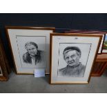 Pair of Joyce Brown portraits of Irish farmers