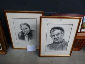 Pair of Joyce Brown portraits of Irish farmers