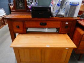 Modern oak side table with drawers under