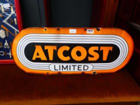 Enamelled Atcost advertising sign