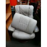 Stressless style swivel armchair with matching footstool