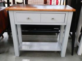 Oak side table with drawer and shelf under