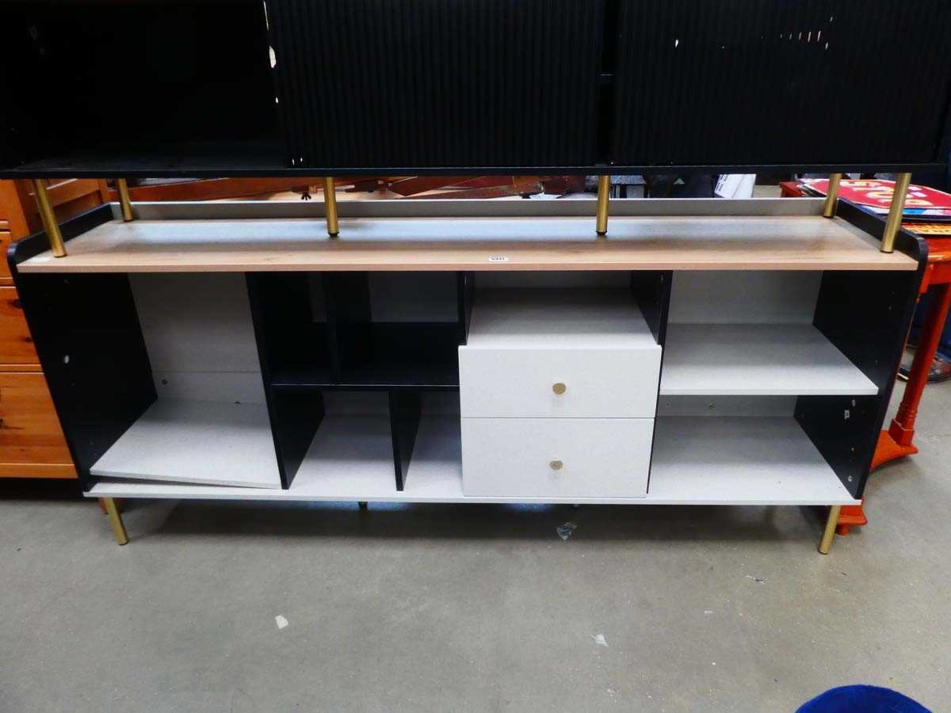 Sideboard with shelves and two central drawers