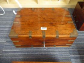 Campaign style brass bound trunk Approx. dimensions: Width 43cm, Depth 30cm, Height 16cm