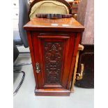 Edwardian pot cupboard with carved panel