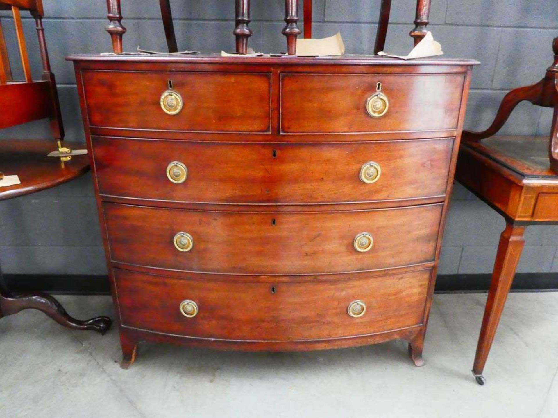 Victorian bow fronted chest of 2 over 3 drawers