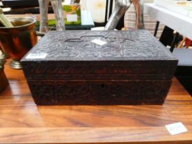 Carved Indian trinket box
