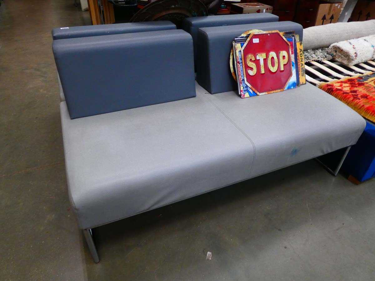 Pair of grey leather effect 2-seater sofas by Allemuir - Image 2 of 2