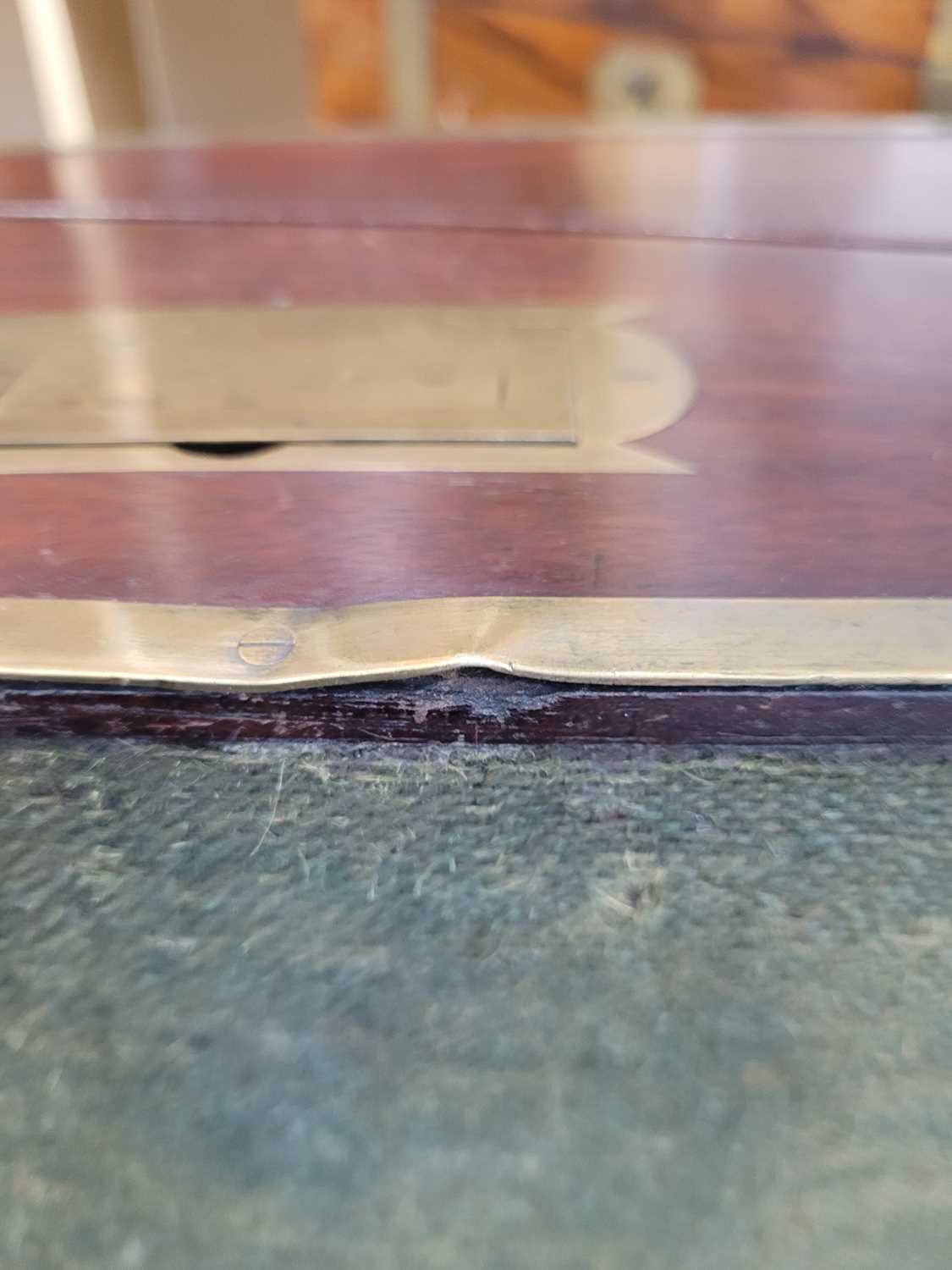 Victorian mahogany and brass bound writing slope inscribed 'Mrs Dakins' For restoration - Image 2 of 6