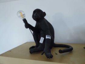 Seletti seated monkey lamp in black No plug, presumably for hardwiring