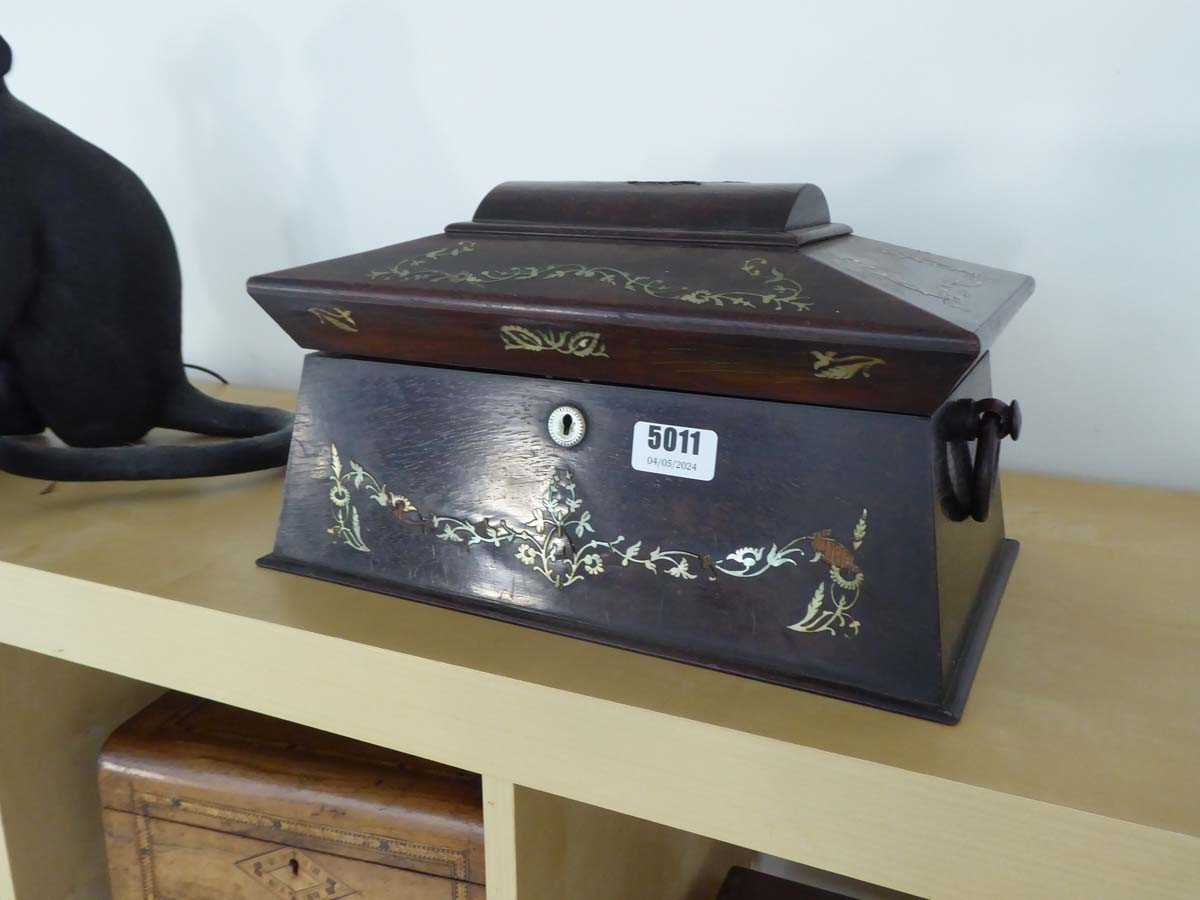 19th century rosewood sarcophagus tea caddy For restoration