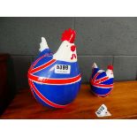 Union Jack decorated egg basket plus a matching egg cup