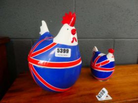 Union Jack decorated egg basket plus a matching egg cup