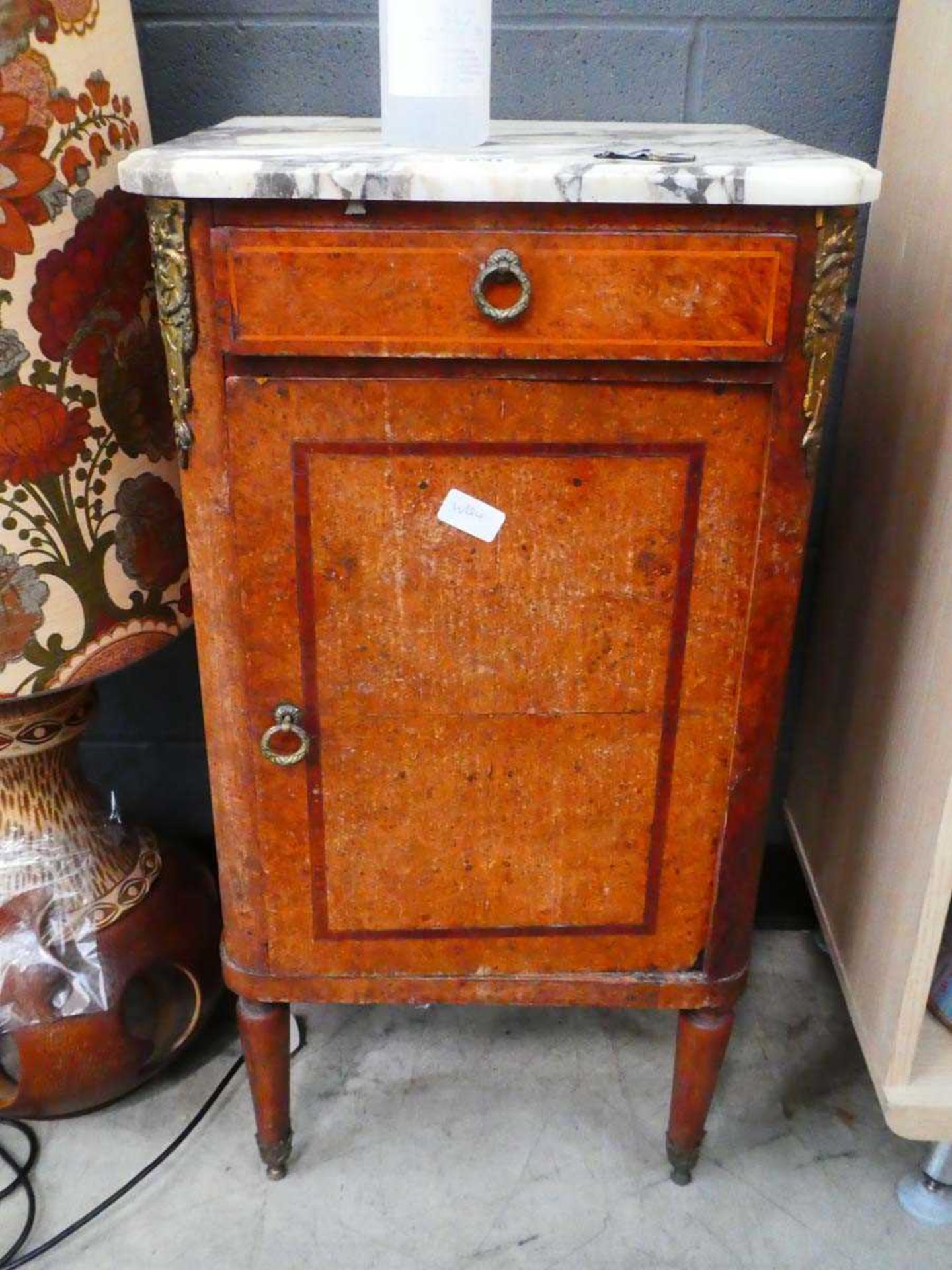 Marble topped pot cupboard with drawer over