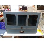Grey painted single door cabinet with drawer under