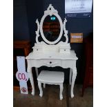 Cream painted child's dressing table with stool