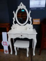 Cream painted child's dressing table with stool