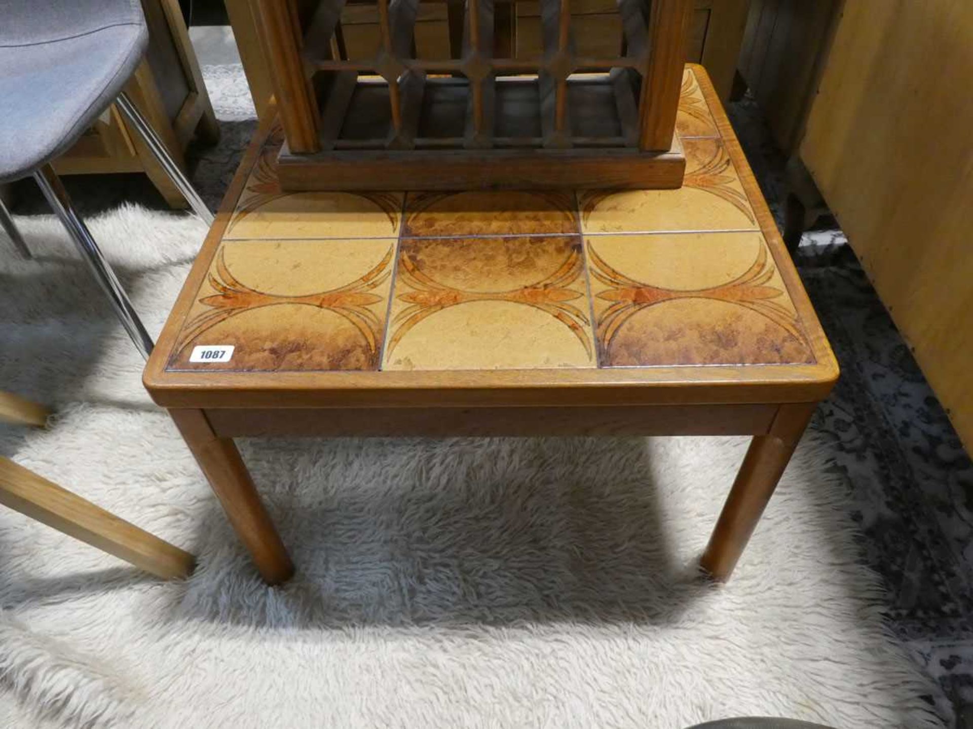 Teak tile top coffee table