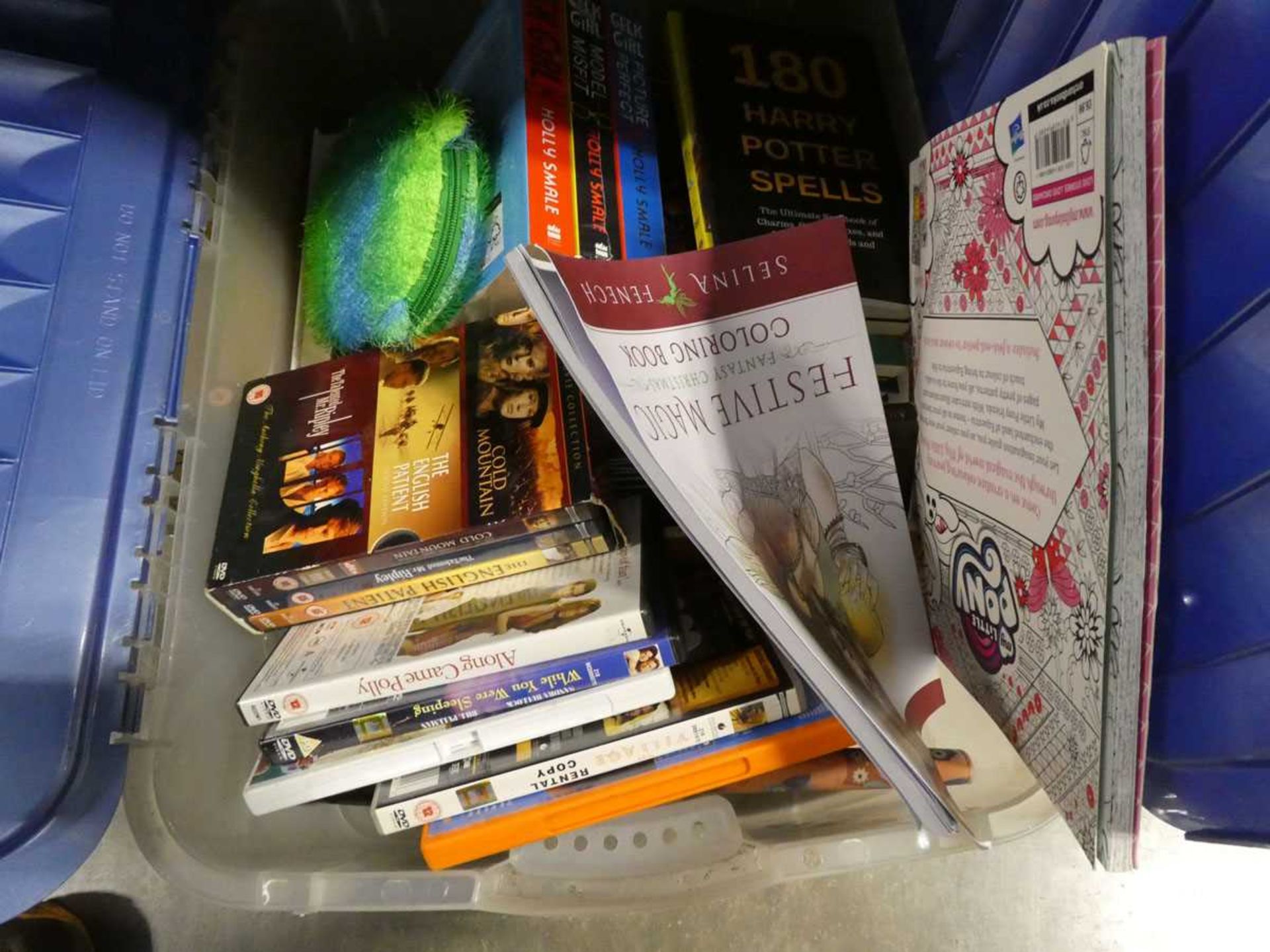 Box containing various books, DVD's etc